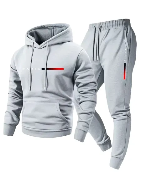Design Paris Hoodie and Sweatpants Set Black Tracksuit - 13