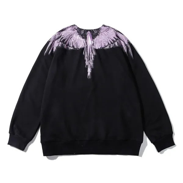Design Feather Necklace Print Black Hoodie - 73