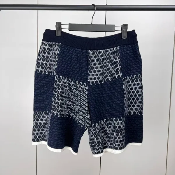 Design Knit Polo Shirt Navy with Geometric Pattern Tops Polo - 7