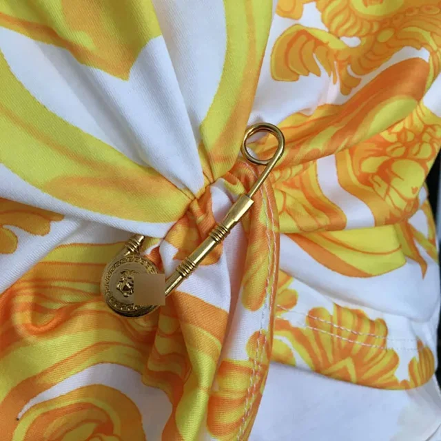 Unbranded T-Shirts Baroque Print Knot-Front Short-Sleeve T-Shirt product detail image 6