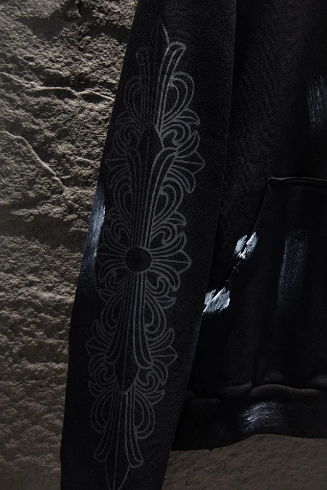Chrome Hearts Hoodies & Sweatshirts Distressed Cross Patch Zip-Up Hoodie product detail image 6