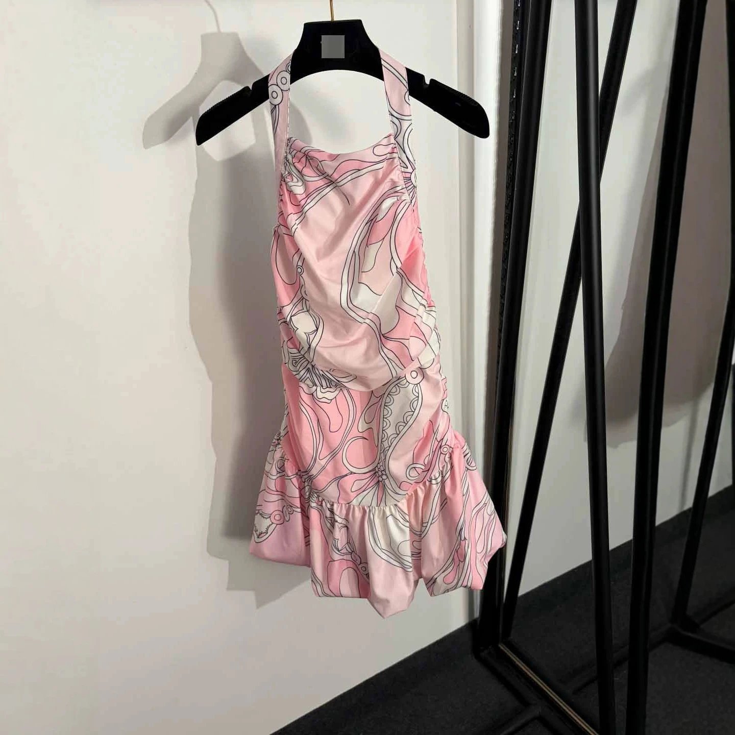 Unbranded Dresses Printed Halter Backless Ruffle-Hem Mini Dress image 2