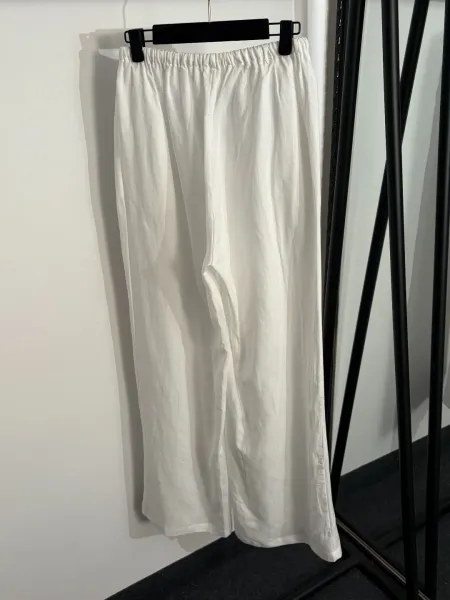 Design Linen Embroidered Shirt and Drawstring Pants Set Light Blue - 8