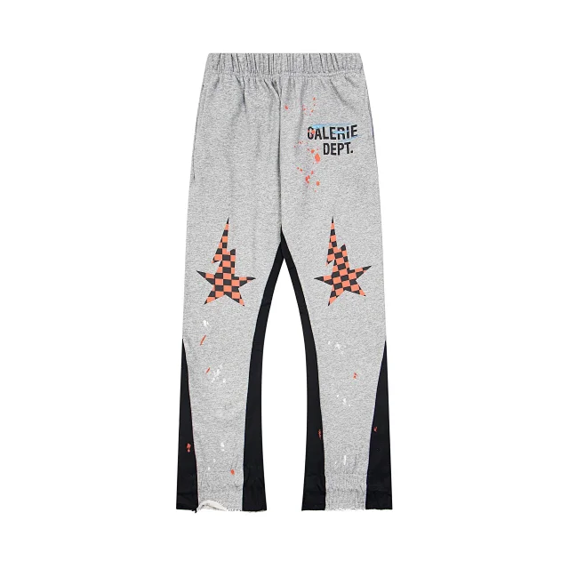 Galerie Dept. Trousers Paint-splatter graphic jogger with checkerboard star print and contrast side panels product detail image 11