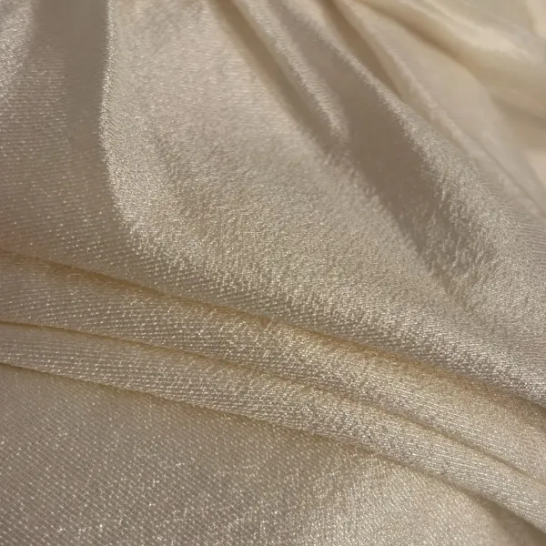 Design Pleated Silk Shirt Dress in Ivory with Gold Buttons - 10