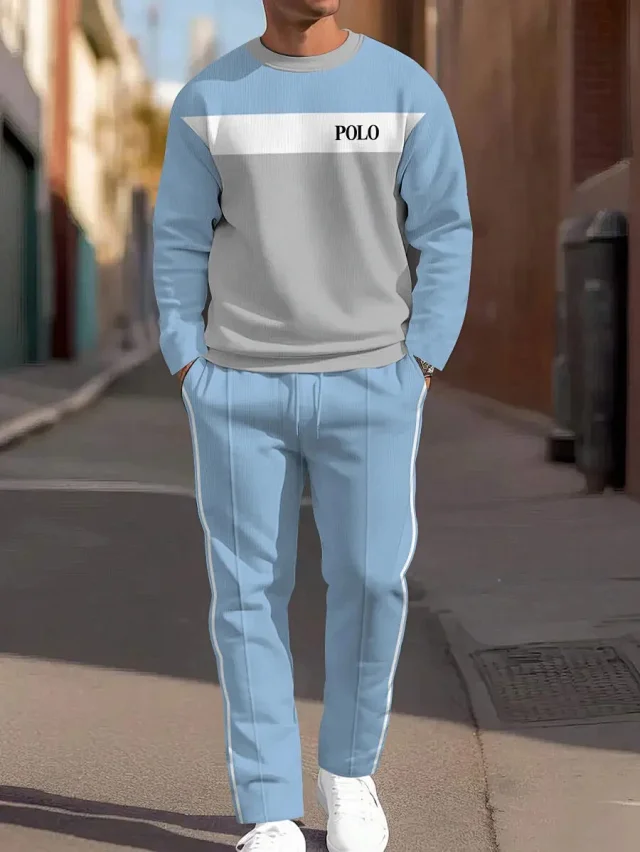 Unbranded Tracksuits Crewneck sweatshirt and striped trousers set product detail image 10