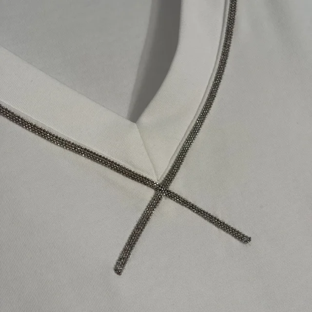 Unbranded T-Shirts V-neck short-sleeve chain-trim T-shirt product detail image 8