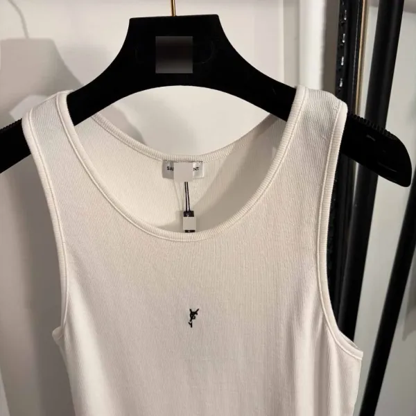 Saint Laurent Ribbed Tank Top Beige Vest-Top - 6
