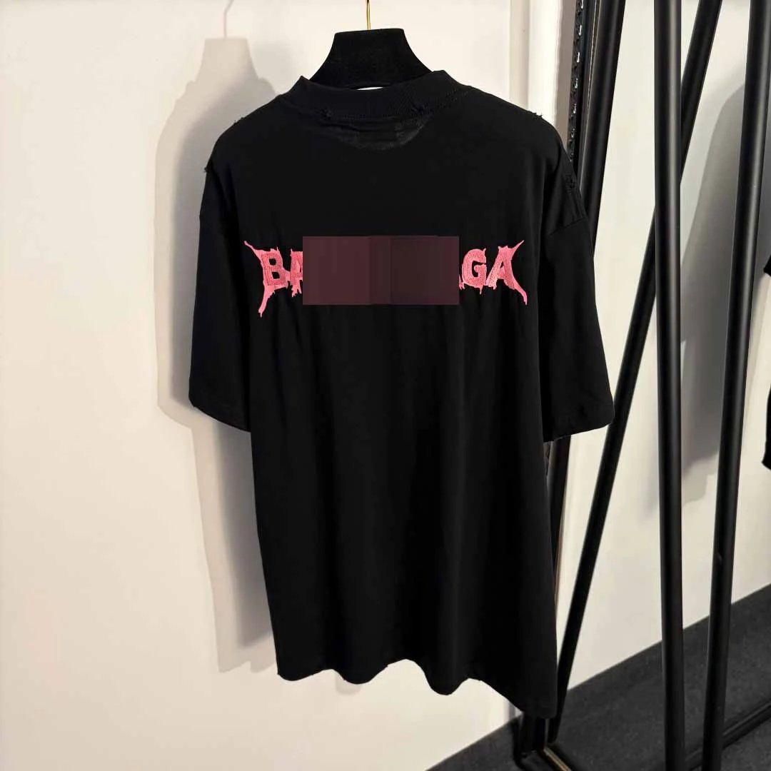 Unbranded T-Shirts Oversized distressed embroidered-logo T-shirt image 4
