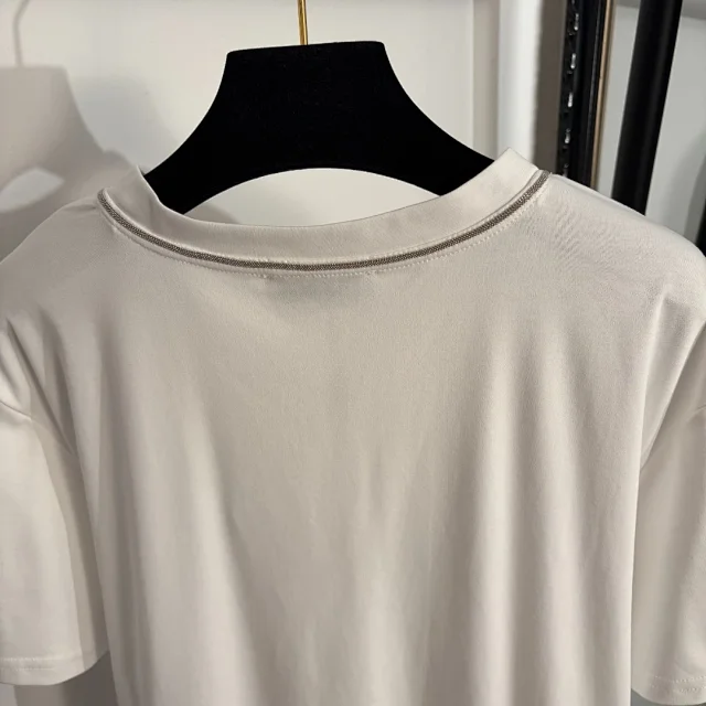 Unbranded T-Shirts V-neck short-sleeve chain-trim T-shirt product detail image 6