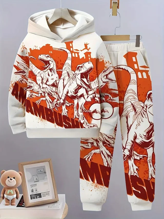 Unbranded Tracksuits Children's hooded graphic sweatshirt and jogger set product detail image 5