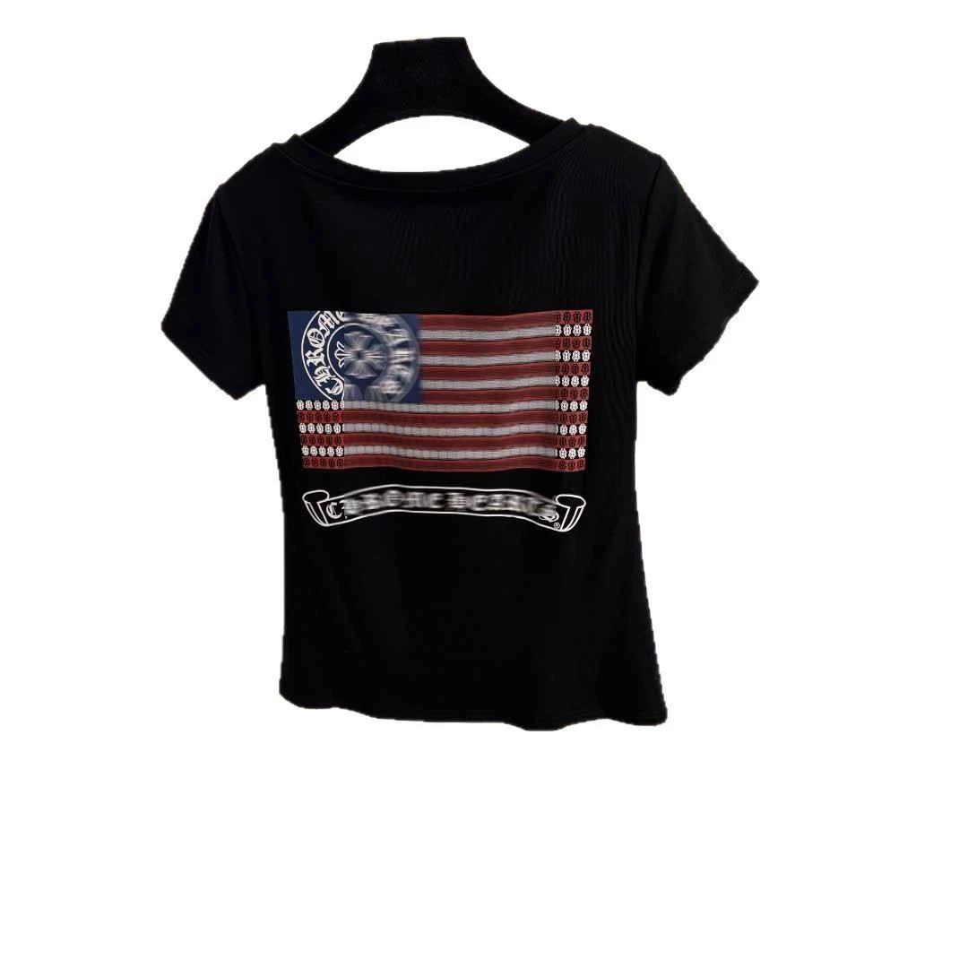 Chrome Hearts T-Shirts V-neck short-sleeve T-shirt with horseshoe graphic print image 5