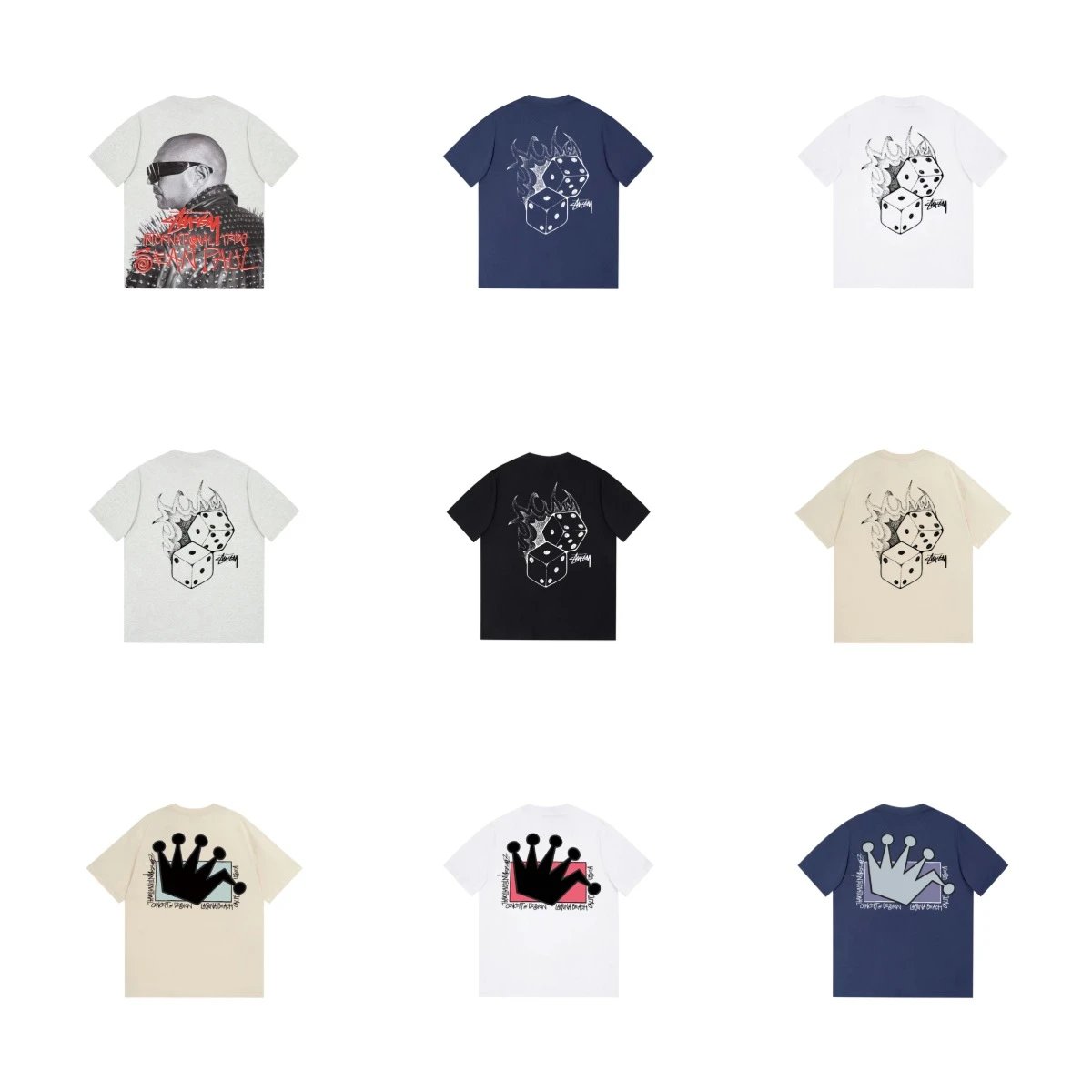 Stüssy T-Shirts Skull and floral graphic short-sleeve T-shirt image 3