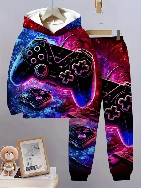 Design Graphic Hoodie and Sweatpants Set Multicolor Streetwear Tracksuit - 16