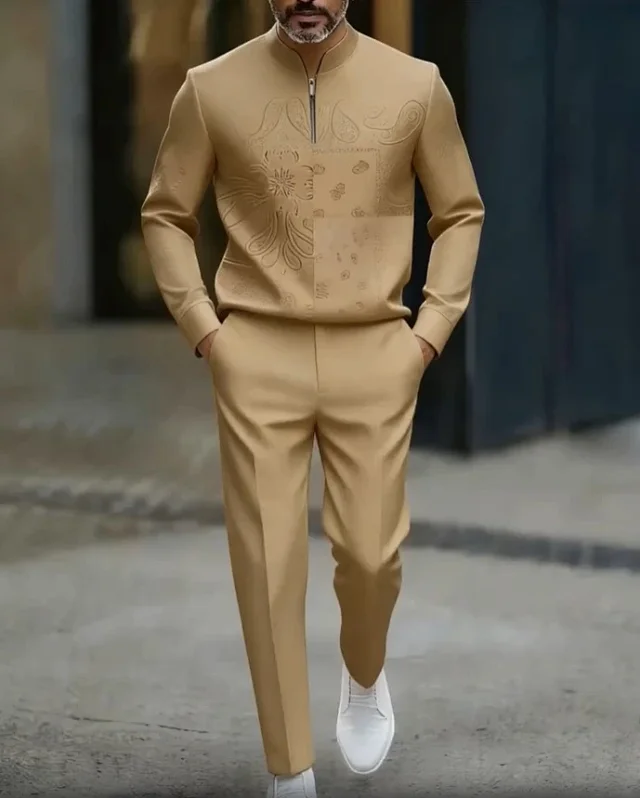 Unbranded Tracksuits Men's half-zip printed tracksuit set product detail image 12