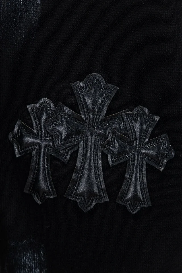 Chrome Hearts Hoodies & Sweatshirts Distressed Cross Patch Zip-Up Hoodie product detail image 5