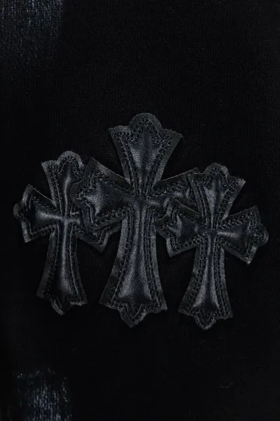 Chrome Hearts Distressed Cross Hoodie Black - 6