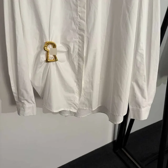 Unbranded Shirts Long-Sleeve Collared Shirt with Metal Keyhole Pin product detail image 5