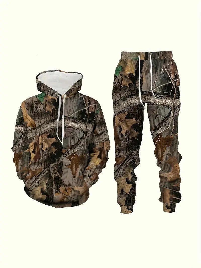 Design Abstract Face Print Hoodie and Sweatpants Set Multicolor Tracksuit - 10