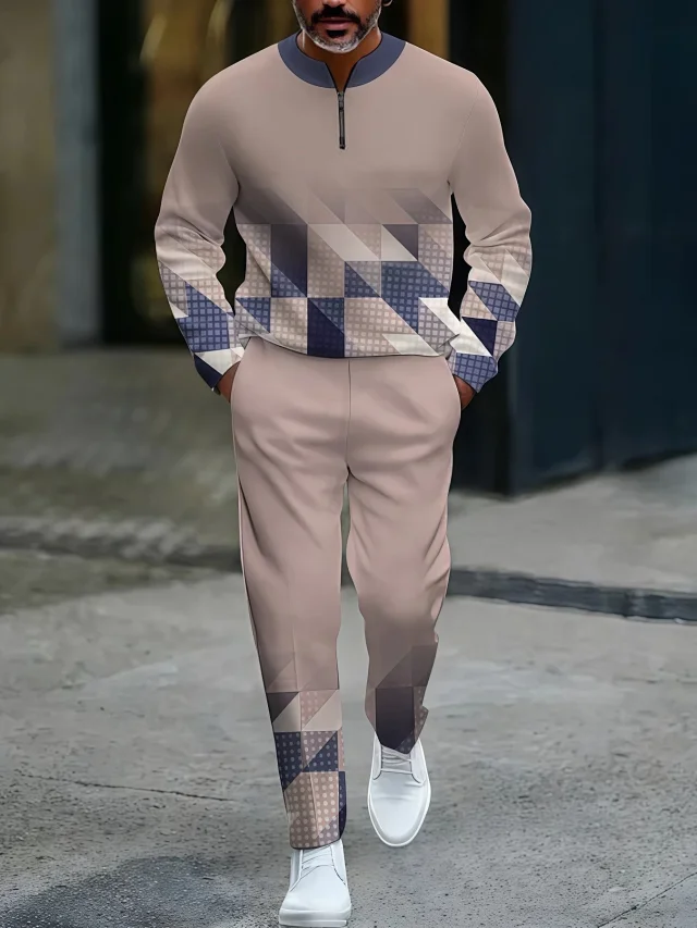 Unbranded Matching Sets Men's Quarter-Zip Colorblock Set product detail image 15