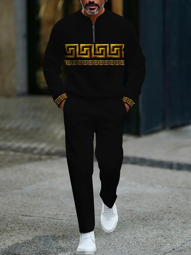Unbranded Tracksuits Men's quarter-zip printed sweatshirt and trousers set product detail image 12