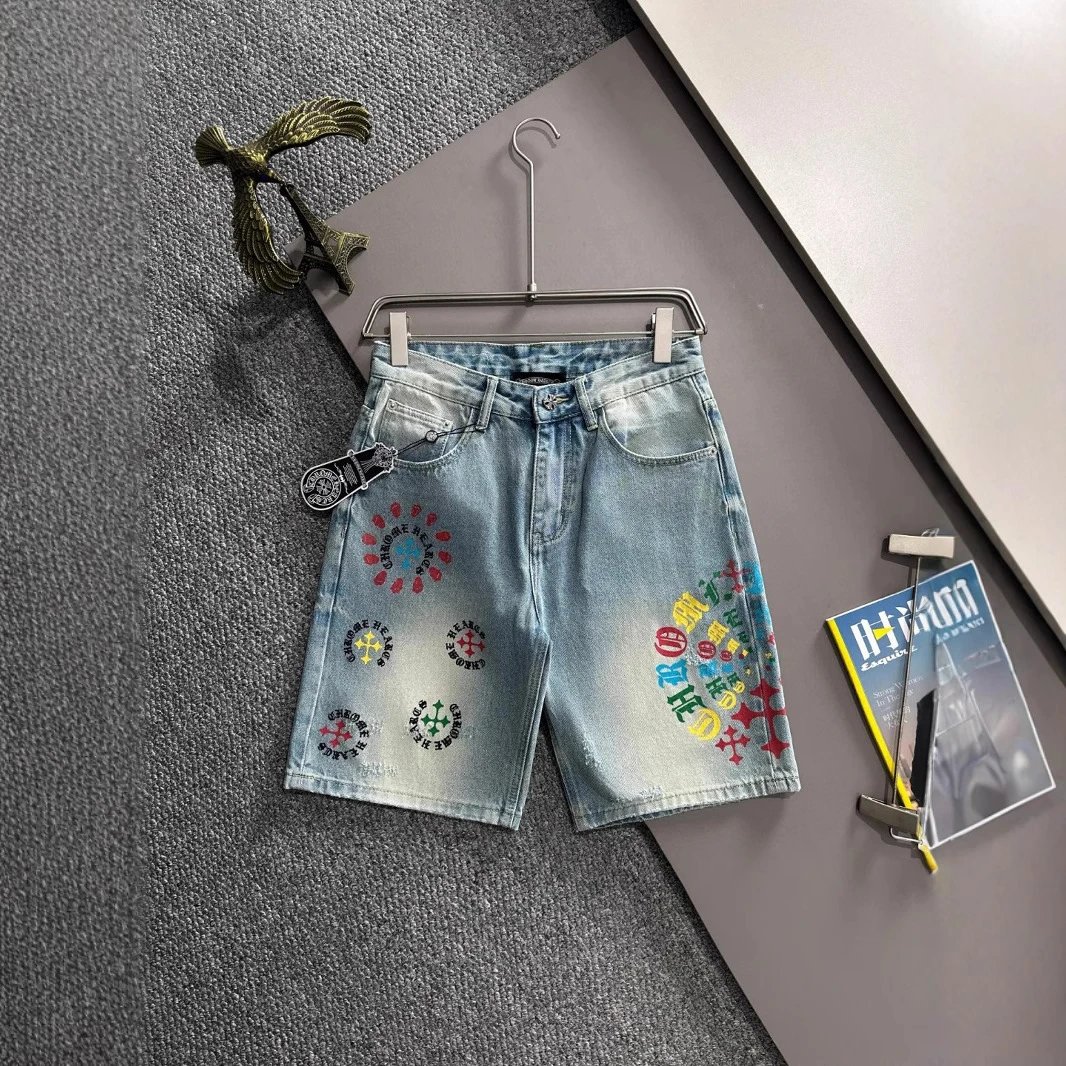 Chrome Hearts Shorts Graphic Distressed Denim image 5
