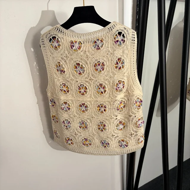 Dior Vests Floral Crochet Knit Vest product detail image 3