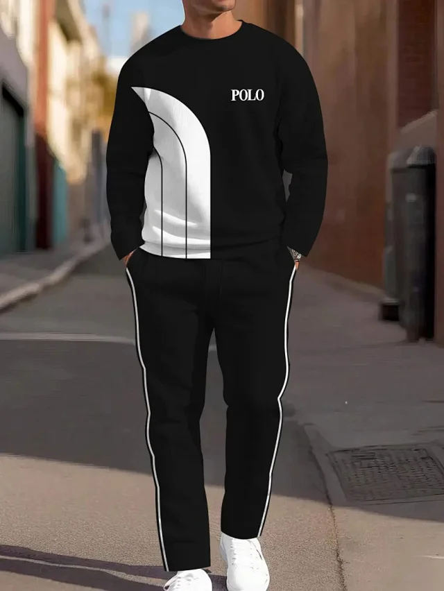 Unbranded Tracksuits Crewneck sweatshirt and striped trousers set product detail image 8