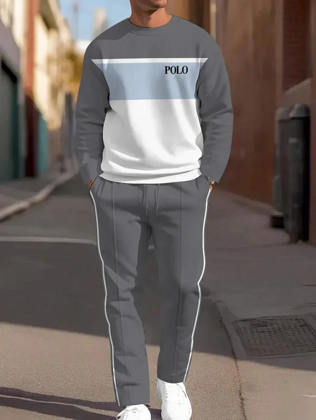Unbranded Tracksuits Crewneck sweatshirt and striped trousers set product detail image 15