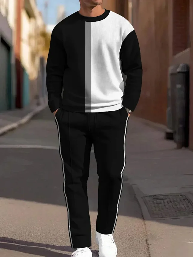Unbranded Tracksuits Crewneck sweatshirt and striped trousers set product detail image 20
