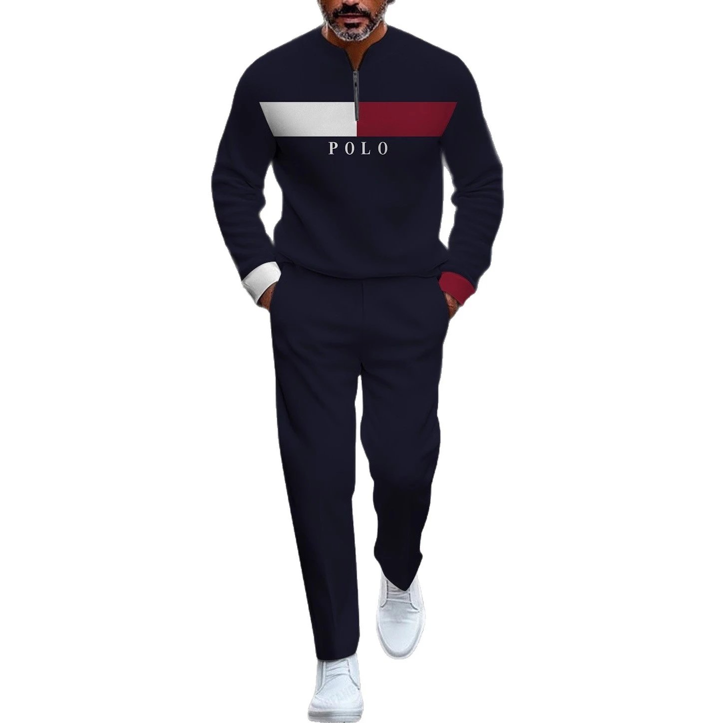 Unbranded Matching Sets Men's Half-Zip Pullover and Trousers Set image 5