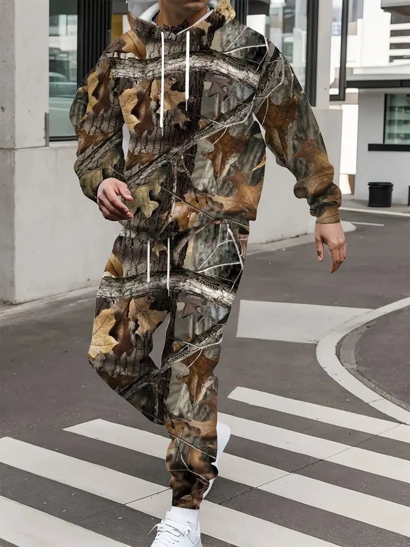 Design Abstract Face Print Hoodie and Sweatpants Set Multicolor Tracksuit - 9