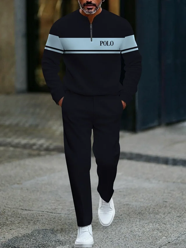 Unbranded Tracksuits Men's quarter-zip printed sweatshirt and trousers set product detail image 14