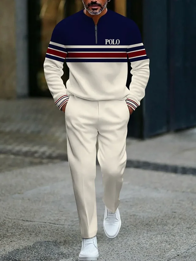 Unbranded Tracksuits Men's quarter-zip printed sweatshirt and trousers set product detail image 16