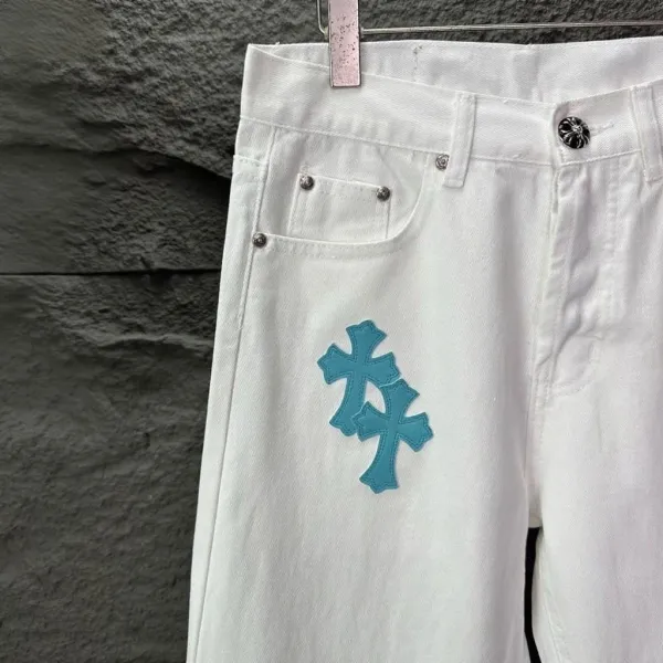 Chrome Hearts Cross-Embroidered White Straight-Leg Jeans - 7