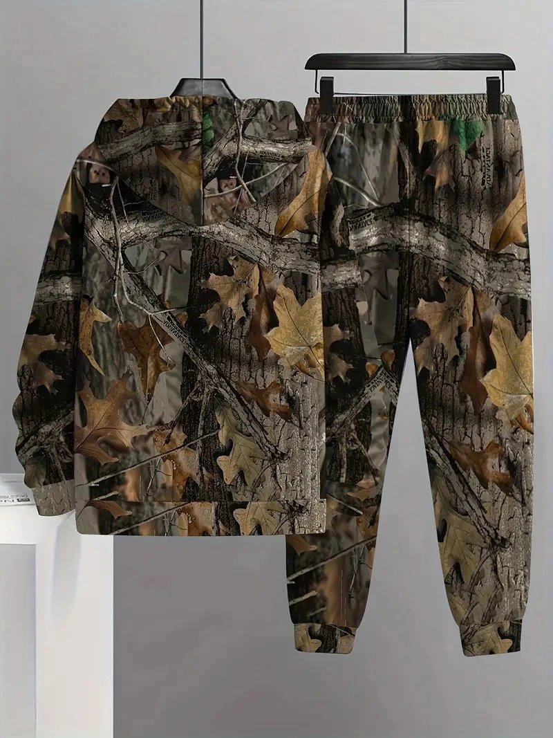 Design Abstract Face Print Hoodie and Sweatpants Set Multicolor Tracksuit - 11