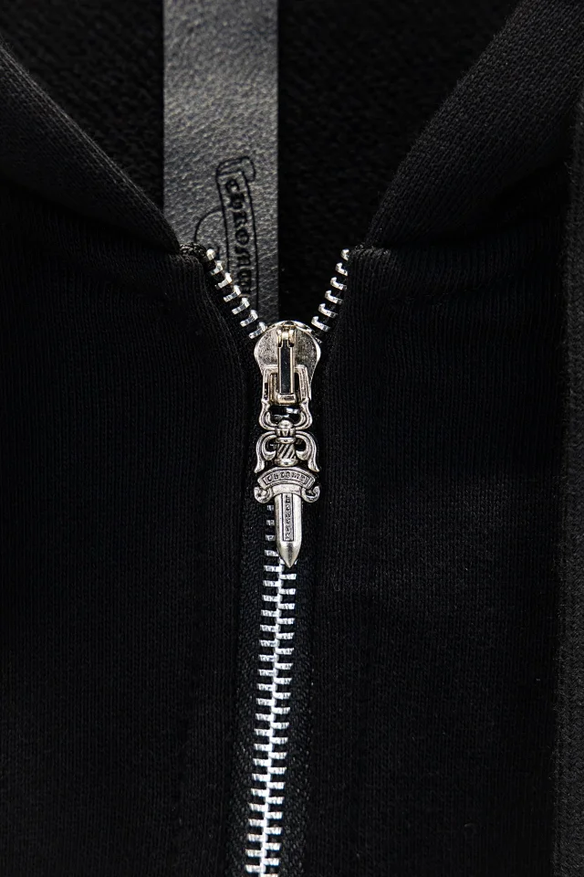 Chrome Hearts Hoodies & Sweatshirts Distressed Cross Patch Zip-Up Hoodie product detail image 8