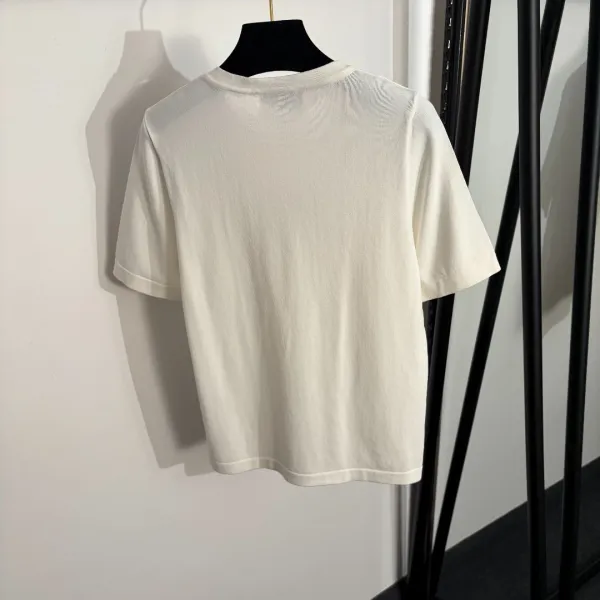 Chanel Embellished Bow Knit T-Shirt Black - 5