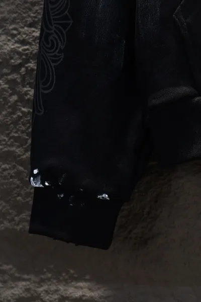 Chrome Hearts Distressed Cross Hoodie Black - 11