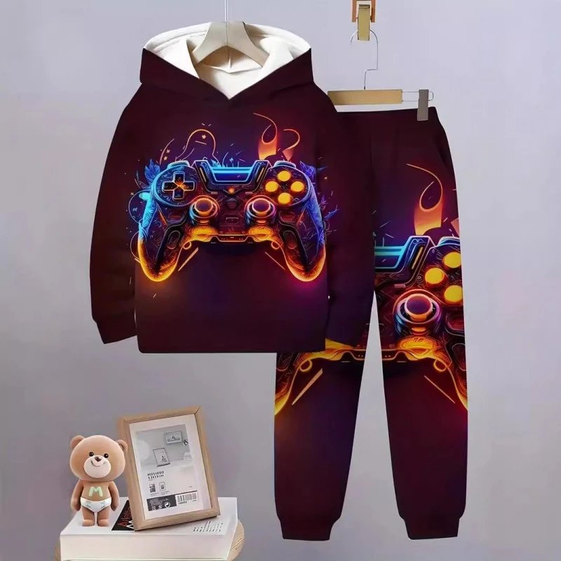 Unbranded Tracksuits Children's hooded graphic sweatshirt and jogger set image 4