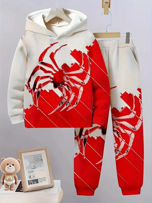 Unbranded Tracksuits Children's hooded graphic sweatshirt and jogger set product detail image 11