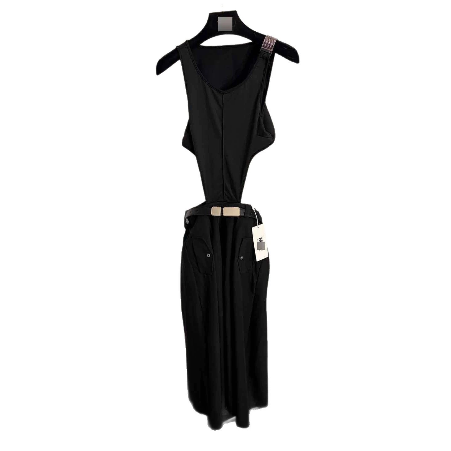 Unbranded Jumpsuits Sleeveless belted wide-leg jumpsuit with flap pockets image 5