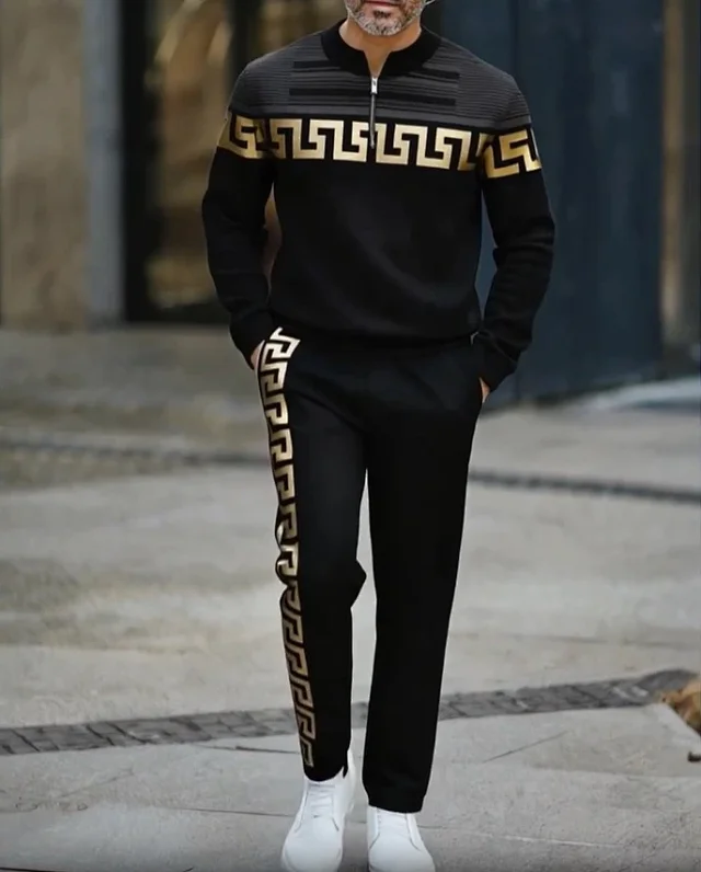 Unbranded Tracksuits Men's half-zip printed tracksuit set product detail image 9