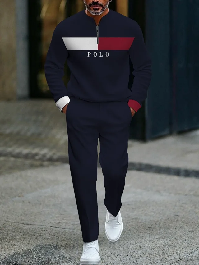 Unbranded Matching Sets Men's Half-Zip Pullover and Trousers Set product detail image 7