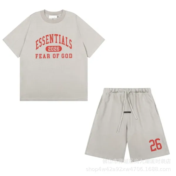 Fear of God Essentials Logo Print Heather Gray T-Shirt - 21