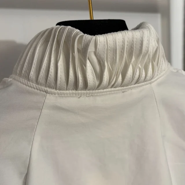 Unbranded Shirts Pleated Stand-Collar Long-Sleeve Shirt product detail image 7