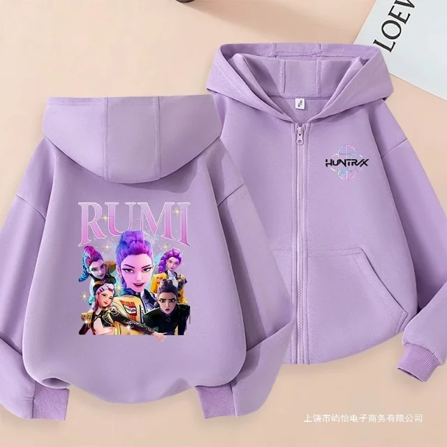 Unbranded Hoodies & Sweatshirts Kids' zip-up hooded sweatshirt with HUNTRIX cartoon graphic product detail image 3