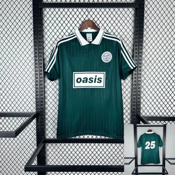Design Oasis x Football Club Inspired Polo Black / White Stripe Jersey Tops Polo - 6