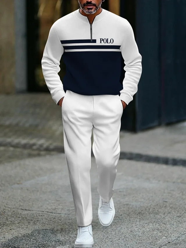 Unbranded Tracksuits Men's quarter-zip printed sweatshirt and trousers set product detail image 18