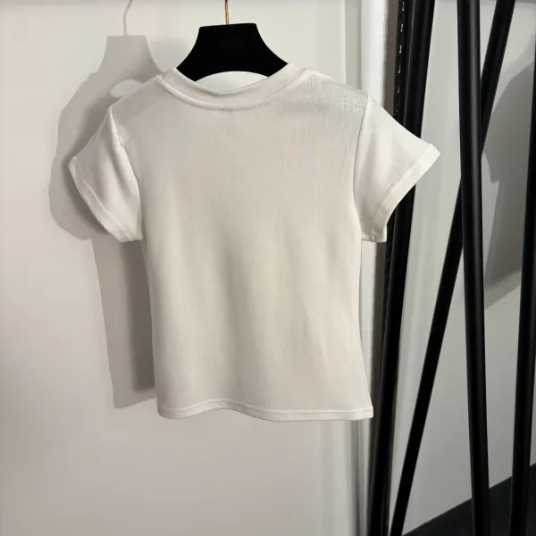 Design Ribbed Cropped T-Shirt White - 4